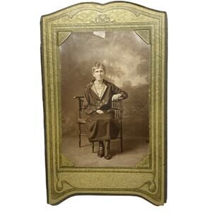 Antique Portrait Photograph Women in Chair Framed 1910s Hansen Iron River MI